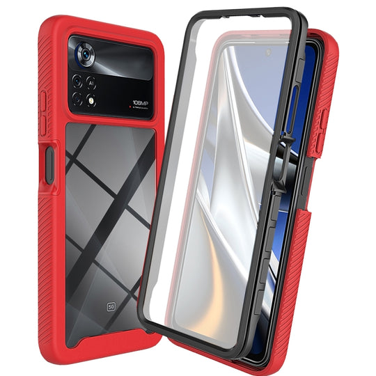 Pour Xiaomi Poco X4 Pro 5G Starry Sky Étui de téléphone hybride antichoc complet (rouge)