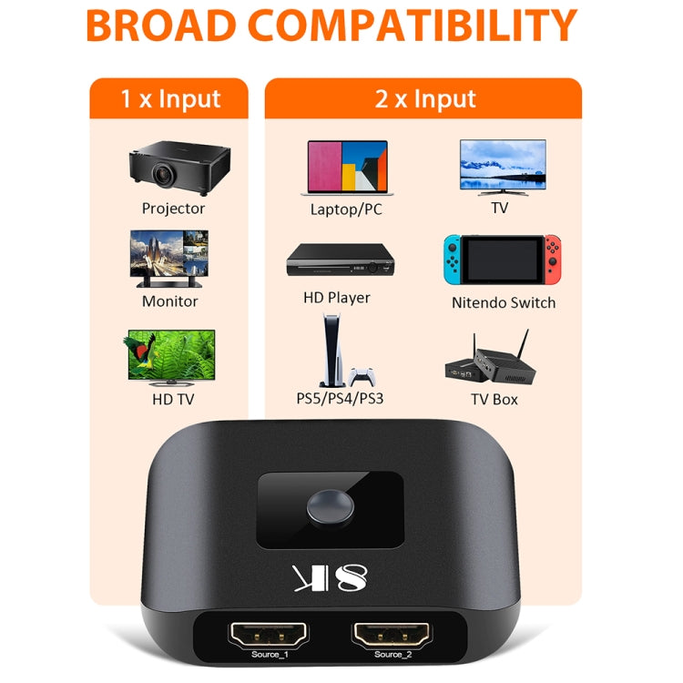 NK-H82 8K UHD HDMI 2X1 One-way Switch with Remote Control by buy2fix