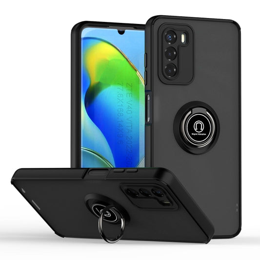 For Motorola Moto G42 Q Shadow 1 Series TPU + PC Phone Case with Ring(Black+Black) - Motorola Cases by buy2fix | Online Shopping UK | buy2fix