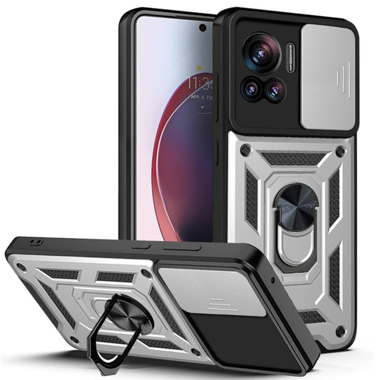 For Motorola Edge 30 Ultra Sliding Camera Cover Design TPU+PC Phone Case(Silver) - Motorola Cases by buy2fix | Online Shopping UK | buy2fix