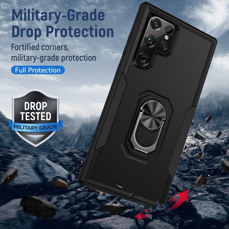 For Samsung Galaxy S23 Ultra 5G Pioneer Armor PC + TPU Holder Phone Case(Black) - Galaxy S23 Ultra 5G Cases by buy2fix | Online Shopping UK | buy2fix
