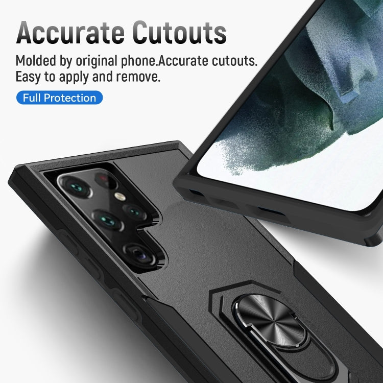 For Samsung Galaxy S23 Ultra 5G Pioneer Armor PC + TPU Holder Phone Case(Black) - Galaxy S23 Ultra 5G Cases by buy2fix | Online Shopping UK | buy2fix