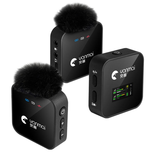 Yanmai GF525 2 in 1 Broadcast 2.4G Wireless Lavalier Microphone Mini Clip-on Mic with LED Display - Microphone by Yanmai | Online Shopping UK | buy2fix