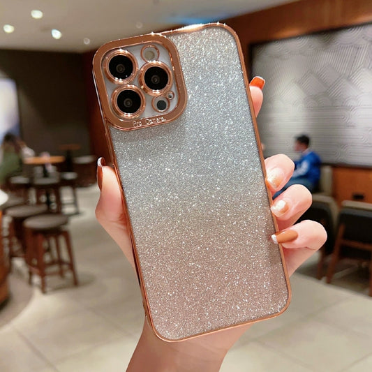 For iPhone 13 Pro High Transparent Gradient Color Glitter TPU Phone Case(Gold) - iPhone 13 Pro Cases by buy2fix | Online Shopping UK | buy2fix