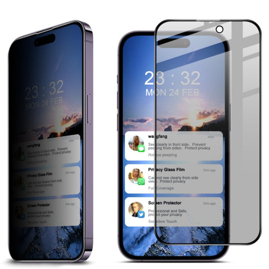For iPhone 14 Pro Max IMAK HD Full Screen Anti-spy Tempered Glass Protective Film