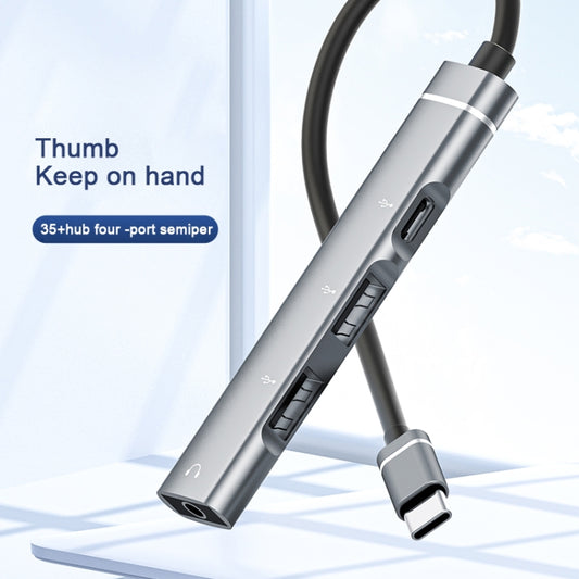 USB-C / Type-C to 3.5mm + 2USB + Type-C HUB Docking Station(Grey) by buy2fix