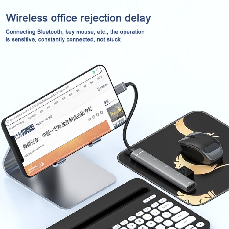 USB-C / Type-C to 3.5mm + 2USB + Type-C HUB Docking Station(Grey) by buy2fix