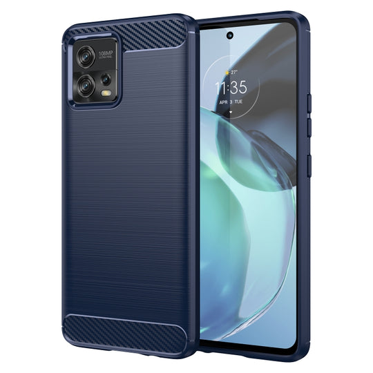Pour Motorola Moto G72 5G Coque de téléphone TPU en fibre de carbone à texture brossée (bleu)