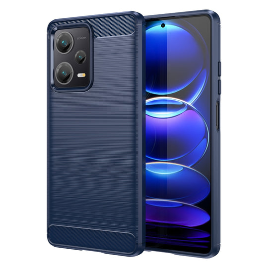 Pour Xiaomi Redmi Note 12 Pro + Chine / Étui de téléphone TPU en fibre de carbone à texture brossée mondiale (bleu)