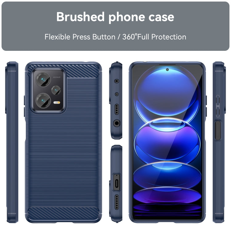 For Xiaomi Redmi Note 12 Pro+ China / Global Brushed Texture Carbon Fiber TPU Phone Case(Blue) by buy2fix