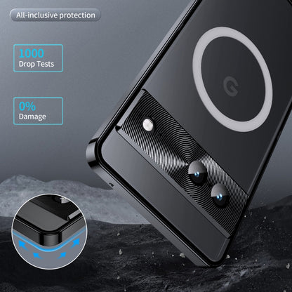 For Google Pixel 7 MagSafe Magnetic Frosted Metal Phone Case(Black) - Google Cases by buy2fix | Online Shopping UK | buy2fix