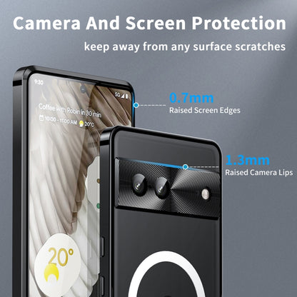 For Google Pixel 7 MagSafe Magnetic Frosted Metal Phone Case(Black) - Google Cases by buy2fix | Online Shopping UK | buy2fix