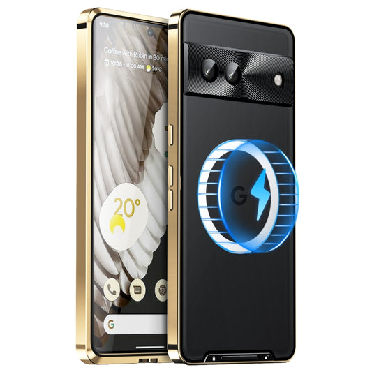 For Google Pixel 7 MagSafe Magnetic Frosted Metal Phone Case(Gold) - Google Cases by buy2fix | Online Shopping UK | buy2fix