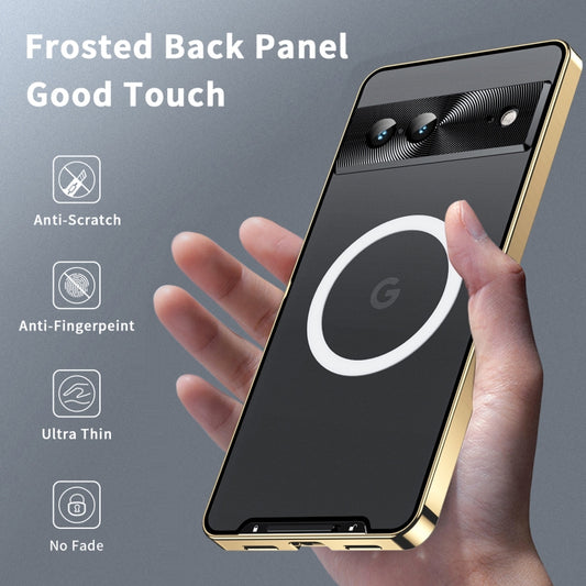 For Google Pixel 7 MagSafe Magnetic Frosted Metal Phone Case(Gold) - Google Cases by buy2fix | Online Shopping UK | buy2fix