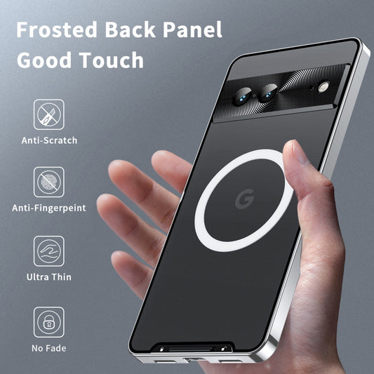 For Google Pixel 7 MagSafe Magnetic Frosted Metal Phone Case(Silver) - Google Cases by buy2fix | Online Shopping UK | buy2fix