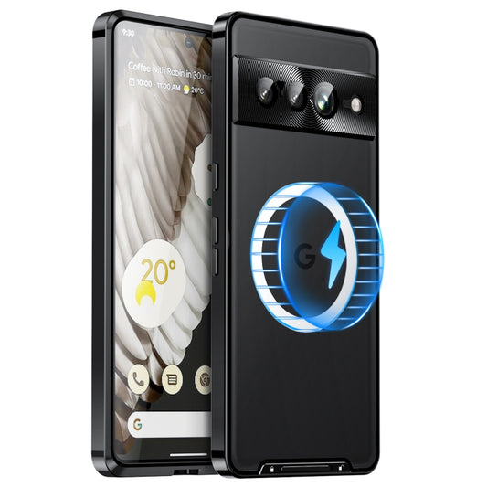 For Google Pixel 7 Pro MagSafe Magnetic Frosted Metal Phone Case(Black) - Google Cases by buy2fix | Online Shopping UK | buy2fix