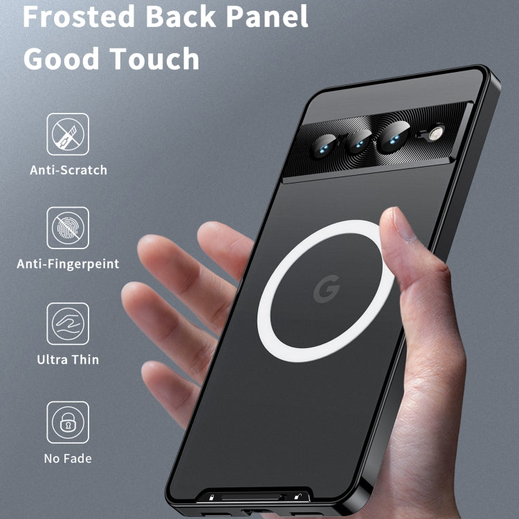 For Google Pixel 7 Pro MagSafe Magnetic Frosted Metal Phone Case(Black) by buy2fix