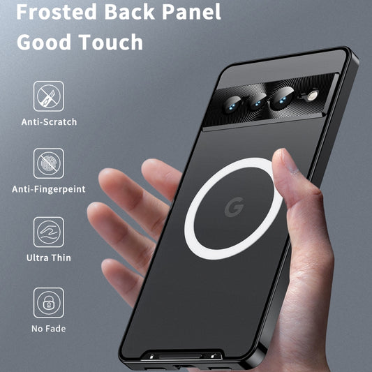 For Google Pixel 7 Pro MagSafe Magnetic Frosted Metal Phone Case(Black) - Google Cases by buy2fix | Online Shopping UK | buy2fix