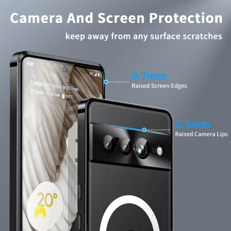 For Google Pixel 7 Pro MagSafe Magnetic Frosted Metal Phone Case(Black) by buy2fix