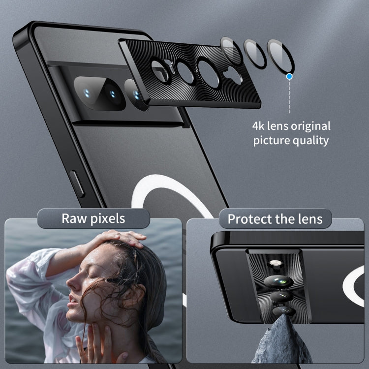 For Google Pixel 7 Pro MagSafe Magnetic Frosted Metal Phone Case(Black) by buy2fix
