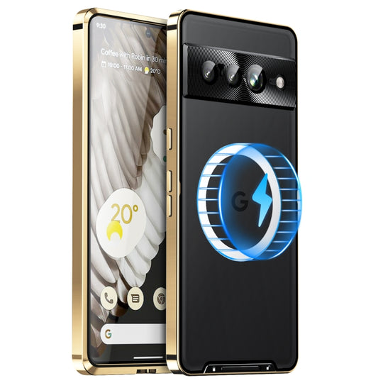 For Google Pixel 7 Pro MagSafe Magnetic Frosted Metal Phone Case(Gold)