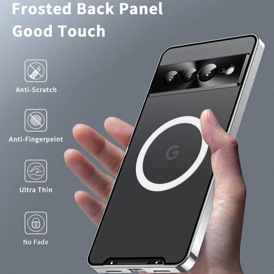 For Google Pixel 7 Pro MagSafe Magnetic Frosted Metal Phone Case(Silver) - Google Cases by buy2fix | Online Shopping UK | buy2fix