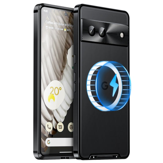 For Google Pixel 7a MagSafe Magnetic Frosted Metal Phone Case(Black) - Google Cases by buy2fix | Online Shopping UK | buy2fix