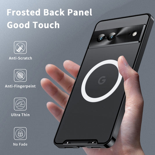 For Google Pixel 7a MagSafe Magnetic Frosted Metal Phone Case(Black) - Google Cases by buy2fix | Online Shopping UK | buy2fix