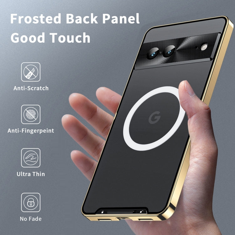 For Google Pixel 7a MagSafe Magnetic Frosted Metal Phone Case(Gold) - Google Cases by buy2fix | Online Shopping UK | buy2fix