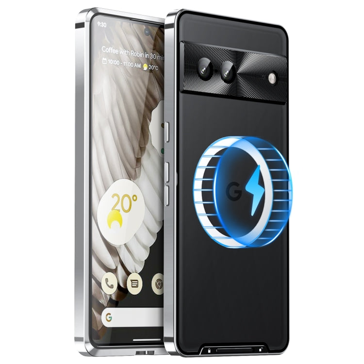 For Google Pixel 7a MagSafe Magnetic Frosted Metal Phone Case(Silver) by buy2fix