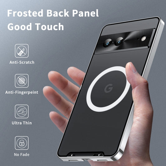 For Google Pixel 7a MagSafe Magnetic Frosted Metal Phone Case(Silver) - Google Cases by buy2fix | Online Shopping UK | buy2fix