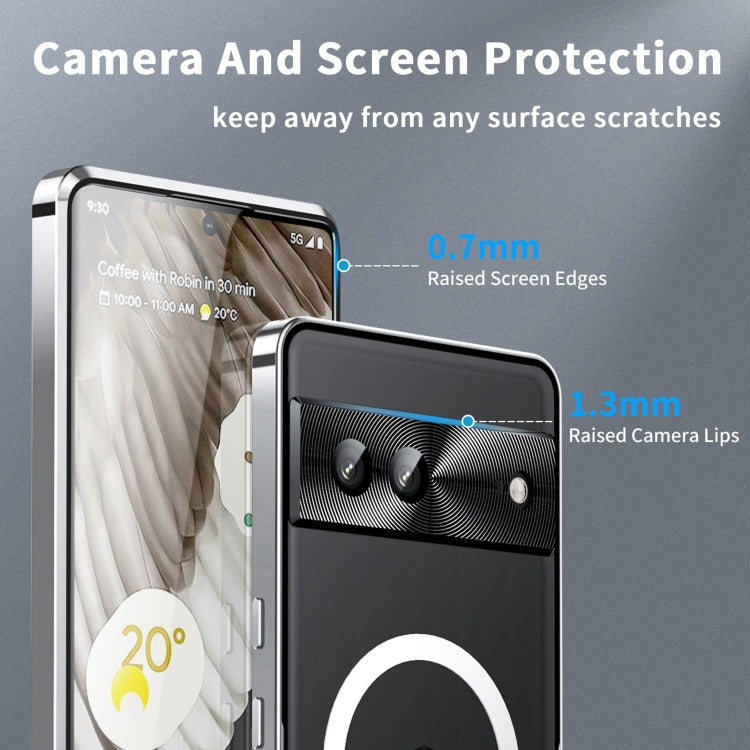 For Google Pixel 7a MagSafe Magnetic Frosted Metal Phone Case(Silver) by buy2fix