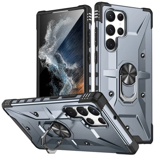 For Samsung Galaxy S23 Ultra 5G Ring Holder Phone Case(Grey) - Galaxy S23 Ultra 5G Cases by buy2fix | Online Shopping UK | buy2fix