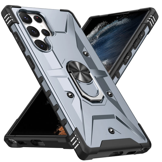 For Samsung Galaxy S23 Ultra 5G Ring Holder Phone Case(Grey) - Galaxy S23 Ultra 5G Cases by buy2fix | Online Shopping UK | buy2fix