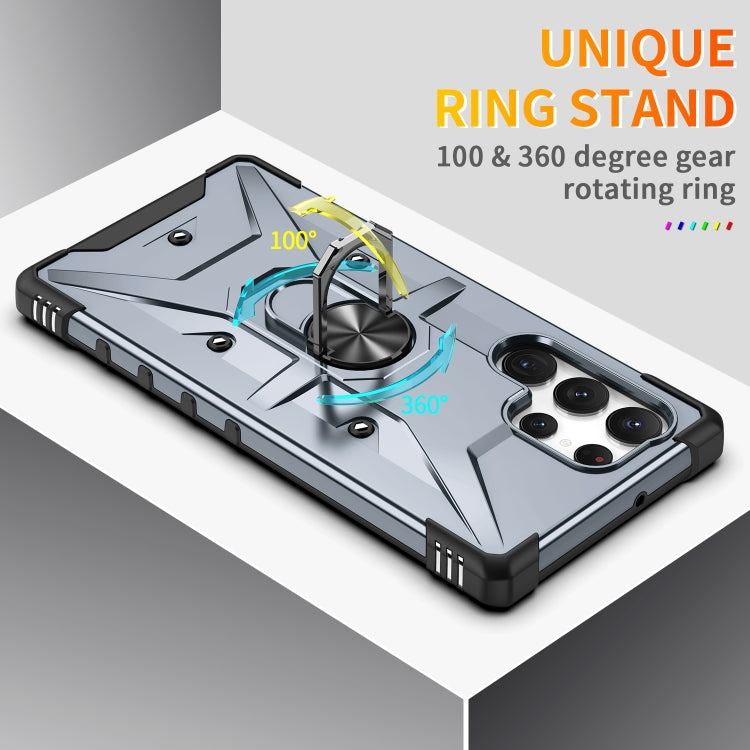 For Samsung Galaxy S23 Ultra 5G Ring Holder Phone Case(Grey) - Galaxy S23 Ultra 5G Cases by buy2fix | Online Shopping UK | buy2fix