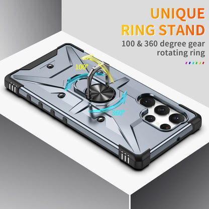 For Samsung Galaxy S23 Ultra 5G Ring Holder Phone Case(Grey) - Galaxy S23 Ultra 5G Cases by buy2fix | Online Shopping UK | buy2fix