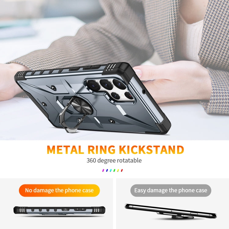 For Samsung Galaxy S23 Ultra 5G Ring Holder Phone Case(Grey) - Galaxy S23 Ultra 5G Cases by buy2fix | Online Shopping UK | buy2fix