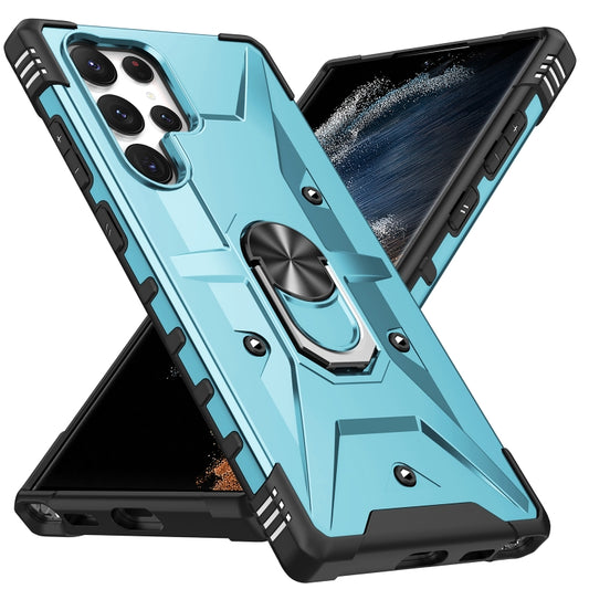 For Samsung Galaxy S23 Ultra 5G Ring Holder Phone Case(Light Blue) - Galaxy S23 Ultra 5G Cases by buy2fix | Online Shopping UK | buy2fix