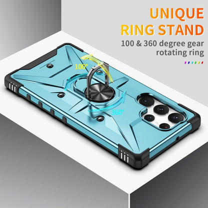 For Samsung Galaxy S23 Ultra 5G Ring Holder Phone Case(Light Blue) - Galaxy S23 Ultra 5G Cases by buy2fix | Online Shopping UK | buy2fix