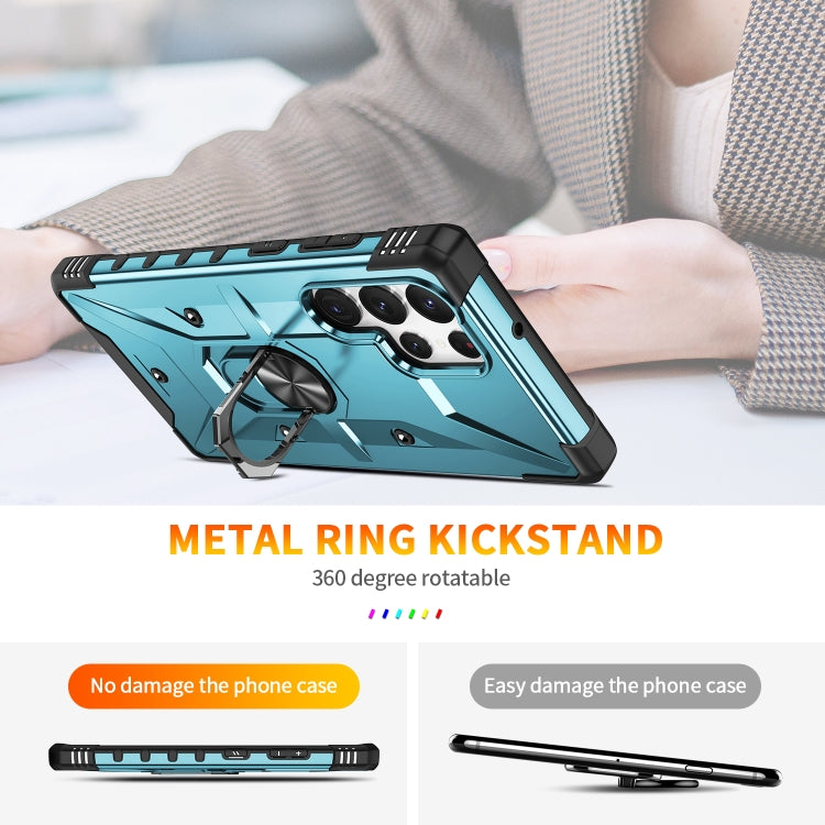 For Samsung Galaxy S23 Ultra 5G Ring Holder Phone Case(Light Blue) - Galaxy S23 Ultra 5G Cases by buy2fix | Online Shopping UK | buy2fix