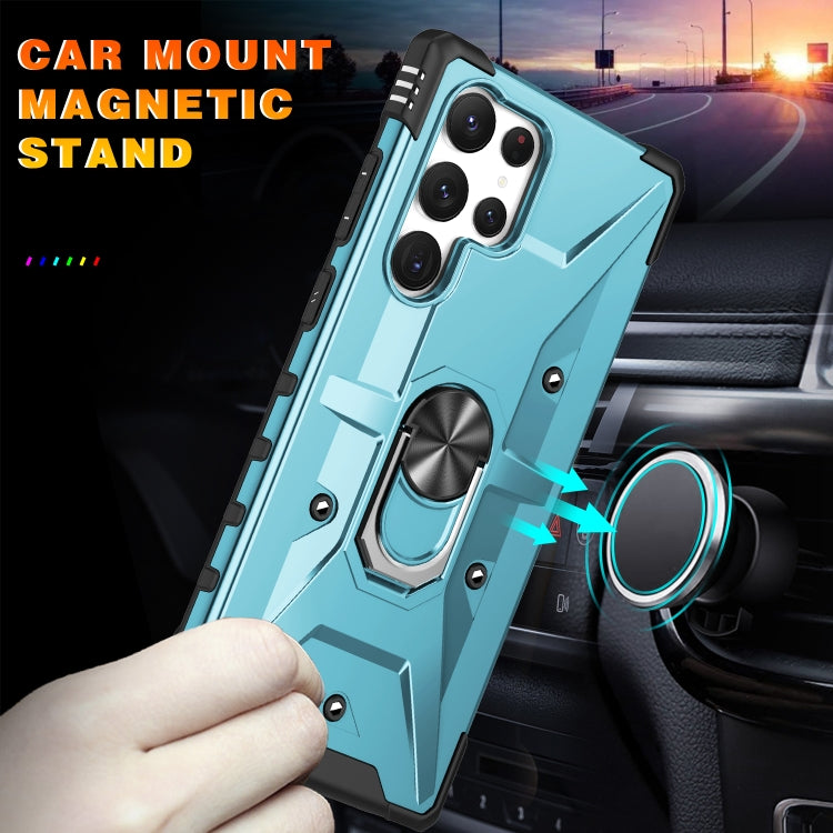For Samsung Galaxy S23 Ultra 5G Ring Holder Phone Case(Light Blue) - Galaxy S23 Ultra 5G Cases by buy2fix | Online Shopping UK | buy2fix