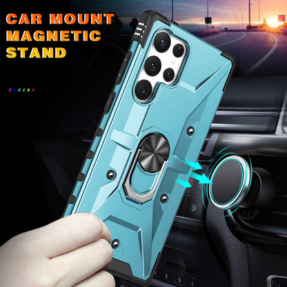 For Samsung Galaxy S23 Ultra 5G Ring Holder Phone Case(Light Blue) - Galaxy S23 Ultra 5G Cases by buy2fix | Online Shopping UK | buy2fix