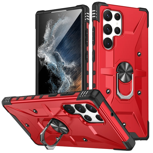 For Samsung Galaxy S23 Ultra 5G Ring Holder Phone Case(Red) - Galaxy S23 Ultra 5G Cases by buy2fix | Online Shopping UK | buy2fix