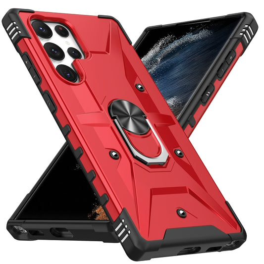 For Samsung Galaxy S23 Ultra 5G Ring Holder Phone Case(Red) - Galaxy S23 Ultra 5G Cases by buy2fix | Online Shopping UK | buy2fix