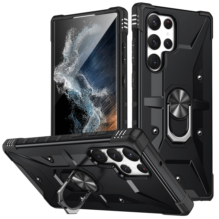 For Samsung Galaxy S23 Ultra 5G Ring Holder Phone Case(Black) - Galaxy S23 Ultra 5G Cases by buy2fix | Online Shopping UK | buy2fix