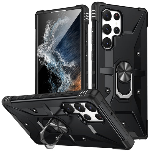 For Samsung Galaxy S23 Ultra 5G Ring Holder Phone Case(Black) - Galaxy S23 Ultra 5G Cases by buy2fix | Online Shopping UK | buy2fix