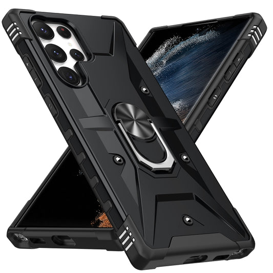 For Samsung Galaxy S23 Ultra 5G Ring Holder Phone Case(Black) - Galaxy S23 Ultra 5G Cases by buy2fix | Online Shopping UK | buy2fix