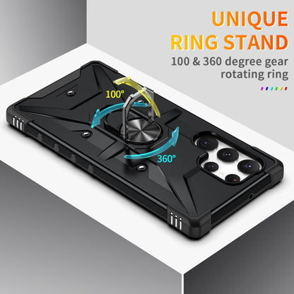 For Samsung Galaxy S23 Ultra 5G Ring Holder Phone Case(Black) - Galaxy S23 Ultra 5G Cases by buy2fix | Online Shopping UK | buy2fix