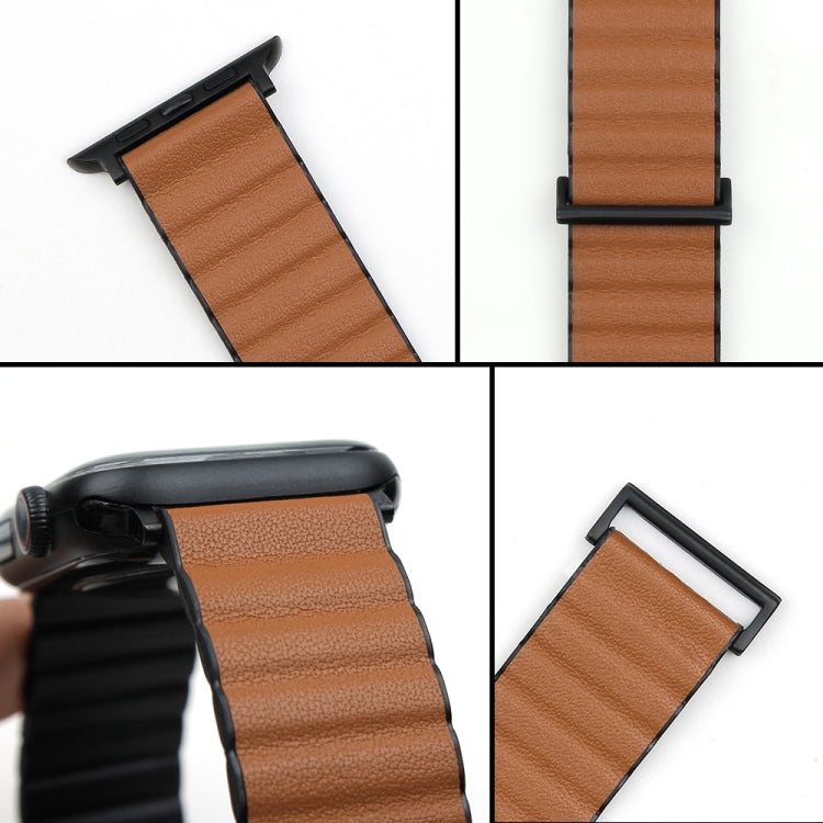 TPU Magnetic Watch Band For Apple Watch Series 9&8&7 41mm / SE 3&SE 2&6&SE&5&4 40mm / 3&2&1 38mm(Black+Brown) by buy2fix