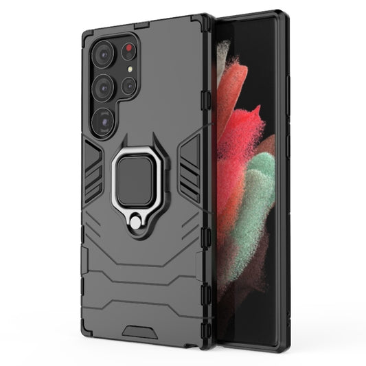 For Samsung Galaxy S23 Ultra 5G Magnetic Ring Holder PC + TPU Phone Case(Black) - Galaxy S23 Ultra 5G Cases by buy2fix | Online Shopping UK | buy2fix